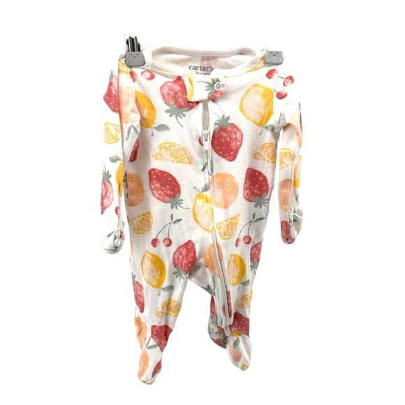 Carter’s | Newborn 0M Fruit Print Zip Onesie Strawberry - Picture 1 of 11